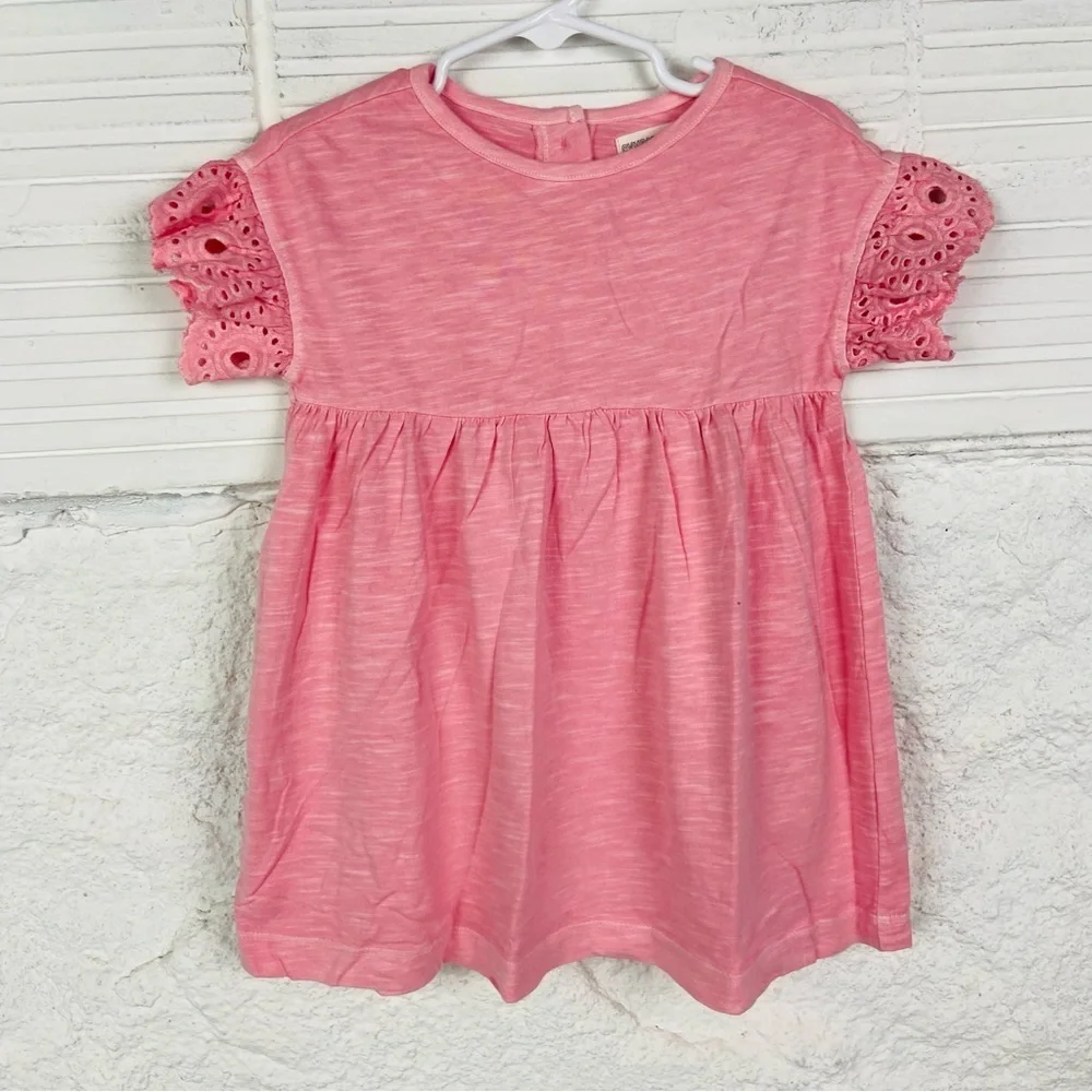 Gymboree Pink Eyelet Sleeve cotton Dress size 18-24 months